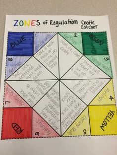 the zones of regulation quilt is made with colored paper and markers to help students understand what they are doing