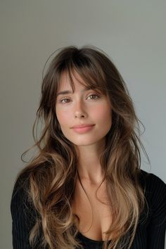 Long Brown Hair Side Bangs, Long Thick Hairstyles With Bangs, Side Bangs With Long Hair Straight, Medium Fine Hair With Bangs, Bangs Rectangle Face, 2024 Hair Trends For Women Bangs, Bangs For Side Part, Light Fringe Bangs With Long Hair, Haircut For Long Hair With Layers Face Shapes