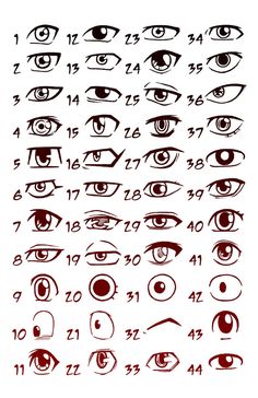 an eye chart showing the various types of eyes and how they are used to draw them