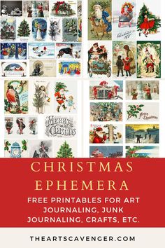 christmas ephemera printables for art journaling, junk journaling and crafts