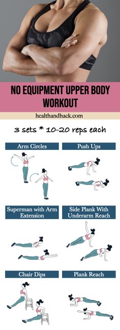 a woman doing the no equipment upper body workout