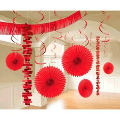 Buy Decorations Hanging Decorating Kit - Apple Red 18/pkg. sold at Party Expert Easy Valentine Cards, Red Party Decorations, Construction Paper Crafts, Chinese New Year Crafts, Orange Party, Chinese New Year Decorations, Orange Decor, Party Box, New Year's Crafts