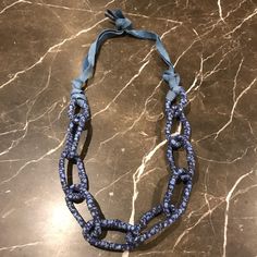 Gorgeous Handmade Necklace Made Out Of Genuine Leather And Blue Fabric. Condition: Brand New Casual Blue Necklace For Everyday Wear, Blue Chain Jewelry For Beach, Blue Adjustable Necklace, Fabric Necklace, Handmade Necklace, Handmade Leather, Blue Fabric, Handmade Necklaces, Leather Handmade