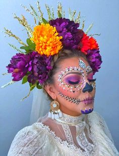 Sugarskulls Makeup, Sugar Skull Makeup Pretty, Simple Catrina Makeup, Catrina Headpiece, Sugar Skull Makeup Easy, Sugar Skull Makeup Tutorial, Catrina Makeup, Family Costumes Diy