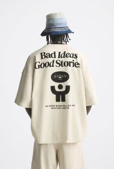 Bad Ideas Good Stories Tshirt Easy 30 day return policy Short Sleeve Graphic Sweatshirt For Streetwear, White Graphic Print Short Sleeve Sweatshirt, Trendy Short Sleeve Graphic Sweatshirt, White Short Sleeve Sweatshirt For Streetwear, Short Sleeve Sweatshirt With Logo For Streetwear, Cotton Sweatshirt With Logo Print And Short Sleeves, Urban Short Sleeve Graphic Sweatshirt, Urban Style Short Sleeve Graphic Sweatshirt, White Short Sleeve Sweatshirt With Logo