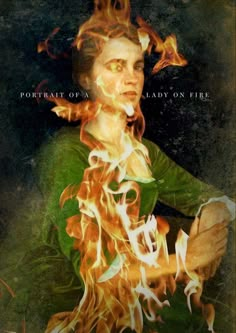 the portrait of a lady on fire is shown in this artistic photo, with flames coming out of her face