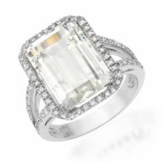 emerald cut white topaz ring with diamonds in white gold Contemporary Diamond Ring, Yellow Topaz Ring, Contemporary Fine Jewelry, Pearls Wedding, Diamonds And Pearls, Rings Collection, Website Content, Rings Rings, Wedding Event Planning