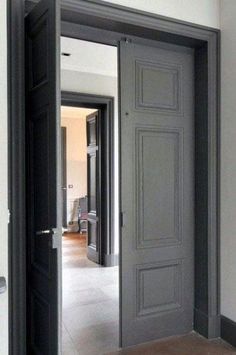 an open door leading to a living room