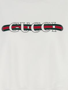 Cotton sweatshirt with front 'Gucci Web' logo print, crew neck, long cuffed sleeves. Composition: 100% cotton Web Logo, Valentino Garavani Bag, Guccio Gucci, Versace Shop, Saint Laurent Shoes, Marine Serre, Luxury Dress, Sneaker Wedge, Yoga Wear