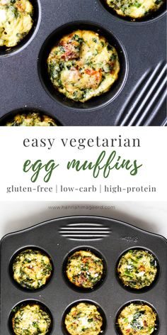 an easy vegetarian egg muffin recipe in a muffin tin with the title overlay