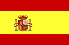 the flag of spain is shown in red, yellow and white with a crown on top