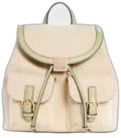 Designer Everyday Backpack With Leather Handles, Designer Backpack With Leather Handles For Everyday, Designer Backpack With Leather Trim For Daily Use, Luxury Beige Leather Backpack With Adjustable Strap, Designer Beige Backpack For Daily Use, Designer Beige Backpack For Everyday Use, Luxury Cream Leather Backpack, Casual Leather Backpack For Errands, Luxury Leather Backpack In Cream