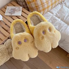 OrcaJump - Elegant Plush Slippers in 2 Sizes - Available in White, Yellow, and 3 Other Chic Colors Cheap Yellow Summer Slippers, Yellow Slip-on Slippers For Summer, Yellow Non-slip Slippers With Round Toe, Comfortable Yellow Slip-on Slippers, Comfortable Yellow Non-slip Slippers, Plush Slippers, Yellow Color, Slippers, Yellow