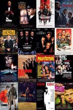 many movies are shown together in this collage, including the movie poster for pulp fiction