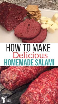 the cover of how to make delicious homemade salami, with text overlaying it