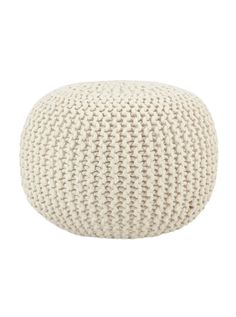 the white knitted poufce is shown on a white background, it's very