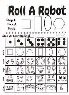 the rolla robot game is shown in black and white with numbers, shapes, and symbols