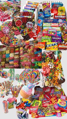 a large assortment of candy and candies