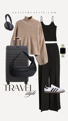 Sharing 7 looks perfect for staying comfy and looking chic while traveling. For more fashion and home decor follow me @stylinbyaylin Comfy Chic Travel Outfit, Casual Chic Travel Outfits, Cool Travel Outfits, All Black Travel Outfit, Elevated Travel Outfit, Professional Travel Outfit, Travel Look Outfits Airport Style, Classy Airport Outfit Chic Travel Style, Comfy Corporate