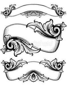 an old fashioned set of decorative scroll designs