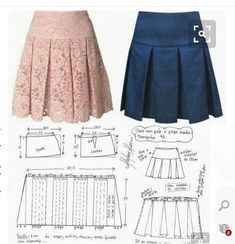 the skirt pattern is shown in two different styles