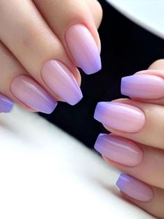 24pcs Coffin Purple Ombre Fake Nail False Nails Press On Nails Glue On Nails Short Fake Nails, Colorful Nails, Diy Nail Art, False Nail, Diy Manicure, Nail Arts, Nail Accessories, Purple Nails, Nail Kit