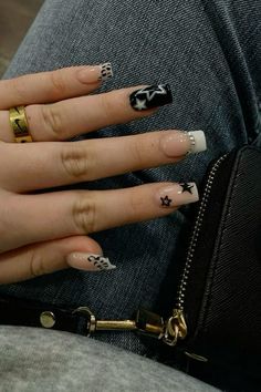 Star Nails Glitter, Nails Glitter French, White Aestethic, Nails Y2k, Punk Nails, Her Nails