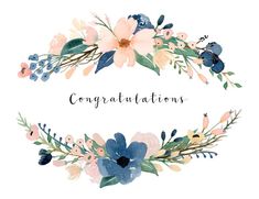 watercolor floral wreath with congratulations written in the center