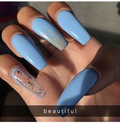 Nail Goals, Blue Nail, Nail Designs Glitter, Gel Nail Designs, Prom Nails, Birthday Nails