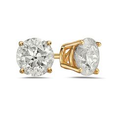 Celebrate any occasion with these shimmering diamond stud earrings. Fashioned in 10K gold, each earring showcases a sparkling 1/2 ct. diamond solitaire. Dazzling with 1 ct. t.w. of diamonds and a bright polished shine, these post earrings secure comfortably with screwbacks backs. Yellow Gold Round Diamond Earrings, Gia Certified Gold Diamond Earrings In 14k Gold, Gia Certified Gold Diamond Earrings For Formal Occasions, Yellow Gold Round Diamond Earrings For Anniversary, Gold Moissanite Diamond Earrings With Brilliant Cut, Fine Jewelry Yellow Gold Diamond Cut Diamond Earrings, Gold Earrings With Lab Grown Diamonds For Anniversary, Yellow Gold Round Earrings With Prong Setting, Yellow Gold Brilliant Cut Diamond Earrings