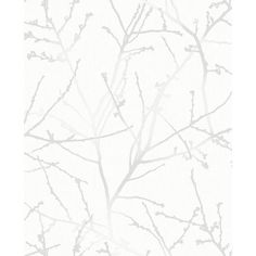 a white wallpaper with branches on it