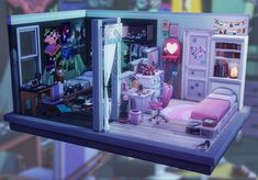 a doll house with furniture and accessories inside