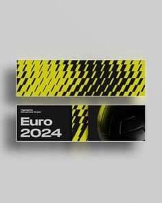 two yellow and black business cards with the words euro 2012 written on them, in front of a gray background