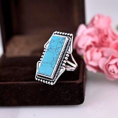 》D E T A I L S《 ✦Stone :- Turquoise ✦Stone Size:-10x25 ✦Stone Shape:-Rectangular ✦Stone Type:- Natural ✦Metal:- Silver  ✦Purty:- 925 Sterling Silver ✦Weight:- 8 Gram (Approx) ✦Ring Size:- All Size Available 》C U S T O M I Z E O R D E R《 We accept custom and personalized order. It can be change in the gemstone, earring design and earring size. Please send us message if you are interested in a custom creation. 》 P A C K A G I N G 《 Your jewelry will be nicely packaged. If one or more items are gif Rectangular Turquoise Jewelry For Anniversary, Silver Rectangular Turquoise Gemstone Ring, Rectangular Turquoise Rings For Anniversary, Rectangular Turquoise Ring For Anniversary, Elegant Rectangular Turquoise Ring, Anniversary Turquoise Rectangular Ring, Anniversary Rectangular Turquoise Ring, Ring For Wedding, Rectangle Ring