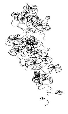 a black and white drawing of flowers