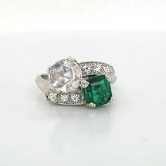 Gorgeous Vintage artdeco filigree Diamond & Emerald in Platinum ring circ 1920's center set natural round rose cut diamond weight 0.95ct SI1-J size 6.7mm Center set natural emerald square cut weight 1.21ct size 6.2x5.6mm rich green color ,brilliant clean very lively sparkly brilliant stone. Side Set Natural Round Diamonds Weight 0.25ct. Ring size 4.5 Resizable This tremendous old vintage ring is in a very good condition. Retail value $13,500 net. Appraisal available Art Deco Emerald Jewelry With Rose Cut Diamonds, Timeless Green Jewelry With Single Cut Diamonds, Art Deco Green Jewelry With Brilliant Cut, Wedding Jewelry With Single Cut May Birthstone Diamonds, May Birthstone Jewelry With Single Cut Diamonds For Wedding, Art Deco Platinum Emerald Ring As Gift, Art Deco Platinum Emerald Ring Gift, Art Deco Platinum Emerald Ring As A Gift, Antique Green Jewelry With Single Cut Diamonds