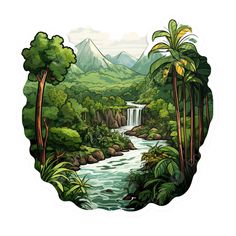 beautiful amazon rainforest south america america sticker wonders png Amazon River Illustration, Amazon Drawing, Rainforest Illustration, Shirt Painting Ideas, Jungle Stickers, Amazon Rainforest Animals, Save The Rainforest, Amazon Jungle, Painting Ideas Easy