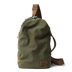 Retro Canvas Chest Pack Men Chest Bag Casual Shoulder Bag Messenger Bag FX3053 Model Number: FX3053 Dimensions: 9.5"L x 5.5"W x 12.99"H / 24 cm(L) x 14 cm(W) x 33 cm(H) Weight: 2.4 lb / 1.1 kg Hardware: Brass Hardware Shoulder Strap: Adjustable & Removable Color: Dark Grey / White / Army Green / Coffee Features: • Canvas and Genuine Natural Leather• Inside 1 Wallet Pocket, 1 Outside Zipper Pocket• YKK Zipper• Adjustable Shoulder Strap• Can fit an iPad Mini, iPhone 6, Wallet, Glasses. Small Sling Bags, Sling Bag Men, Men Chest, Chest Pack, Vintage Crossbody Bag, Vintage Chest, Bags Vintage, Barrel Bag, Color Coffee