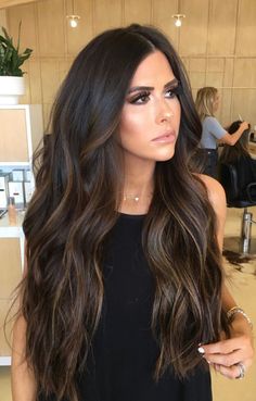 Dark Brunette Balayage Hair, Dark Brunette Balayage, Dark Hair With Highlights