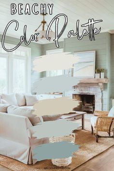 Beachy Color Palette (With Paint Colors & Hex Codes) Coastal Palette Sherwin Williams, Behr Beach Color Palette, Beach House Paint Colors Interior, Coastal Wall Colors, Beach Color Palette Hex Codes, Muted Beach Color Palette, Coastal Color Palette Hex Code