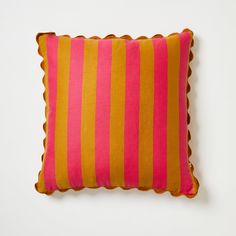 Bold Stripe Tan Pink 60cm Cushion Front | Pink & Brown Striped Cushion Furniture Coverings, Couch Styling, Stripe Cushion, Bedroom Blanket, Pink Cushion, Bonnie And Neil, Tea Towel Apron, Linen Cushions