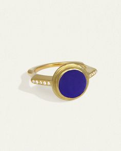 Signet ring in 22k solid gold, lapis lazuli & diamond. Shop Temple of the Sun Heritage Collection inspired by ancient Anatolia. Gemstone Properties, Seal Ring, Lapis Lazuli Jewelry, Gold Signet Ring, Blue Lapis, Handmade Rings, Diamond Shop, Heritage Collection, 22k Gold