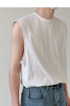 Cotton Vest Sleeveless T-shirt Sleevless Vest, Tank Outfit, Loose Tank Tops, White Sleeveless Top, Cotton Vest, Tank Top Outfits, Sleeveless Tee, Sleeveless Tshirt, Sleeveless Shirt