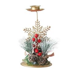 a christmas decoration with pine cones and berries