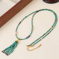 --------Welcome to Umailshop-------- 100% Brand New Material: Natural stone, fresh water pearl, glass bead, copper Size: 70.5+5cm extension chain Weight: 10.2g ⭐Handmade, all jewelry in our store is purely handmade and will be made according to the order. Generally, when placing an order, we will ship it within 1-2 weeks. ⭐The classic and minimalist design style is the best gift for lovers, family and friends, brides, and bridesmaids, suitable for weddings, banquets, and daily wear. All jewelry Minimalist Design Style, Blue Turquoise Necklace, Stone Beaded Necklace, Fringe Sweater, Gift For Her Birthday, Sweater Chain, Bead Jewellery, Beaded Necklaces, Brides And Bridesmaids