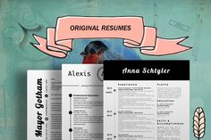 an image of a professional resume with a bird on the page and ribbon around it