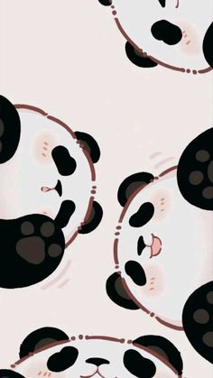 the pandas are all different sizes and colors on this wallpaper, but one is black and white