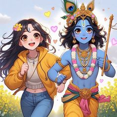 Krishna Sakhi Aesthetic, Krishna And Devotee Girl, Krishna Bhakt Girl, Krishna Devotee Girl, Krishna With Devotee, Krishna 4k Wallpaper, Krishna Anime, Krishna Sakhi, Shree Ram Photos