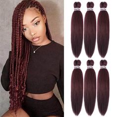 PRICES MAY VARY. 1.【Hair Material】: Pre-stretched braiding hair made with high quality, flame-retardant synthetic fiber,Yaki Texture,ombre braiding hair 2.【High Quality 】: Sweat Resistant Fiber-Fresh and light Braiding Hair 3.【 Length & Weight 】: 22 inch,and Multiple Colors can be choose.80 ±5g/pack, 6 packs/order. 4.【Easy to Install】: Itch-free, tangle-free, shedding-free ,since the hair is pre stretched ,so it will save much more time to braid and install 5.【Hot Water Setting 】:You can change Crochet Braids Straight Hair, Crochet Braiding Hair, Senegalese Twist Hairstyles, Braid Inspiration, Hair Crochet, Girls Hairstyles Braids, Braid In Hair Extensions, Synthetic Hair Extensions, Braided Hairstyles For Black Women