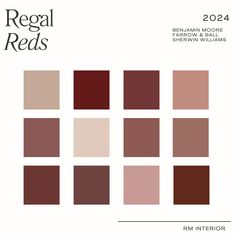 the cover of regal reds, featuring different shades of brown and pink with white text